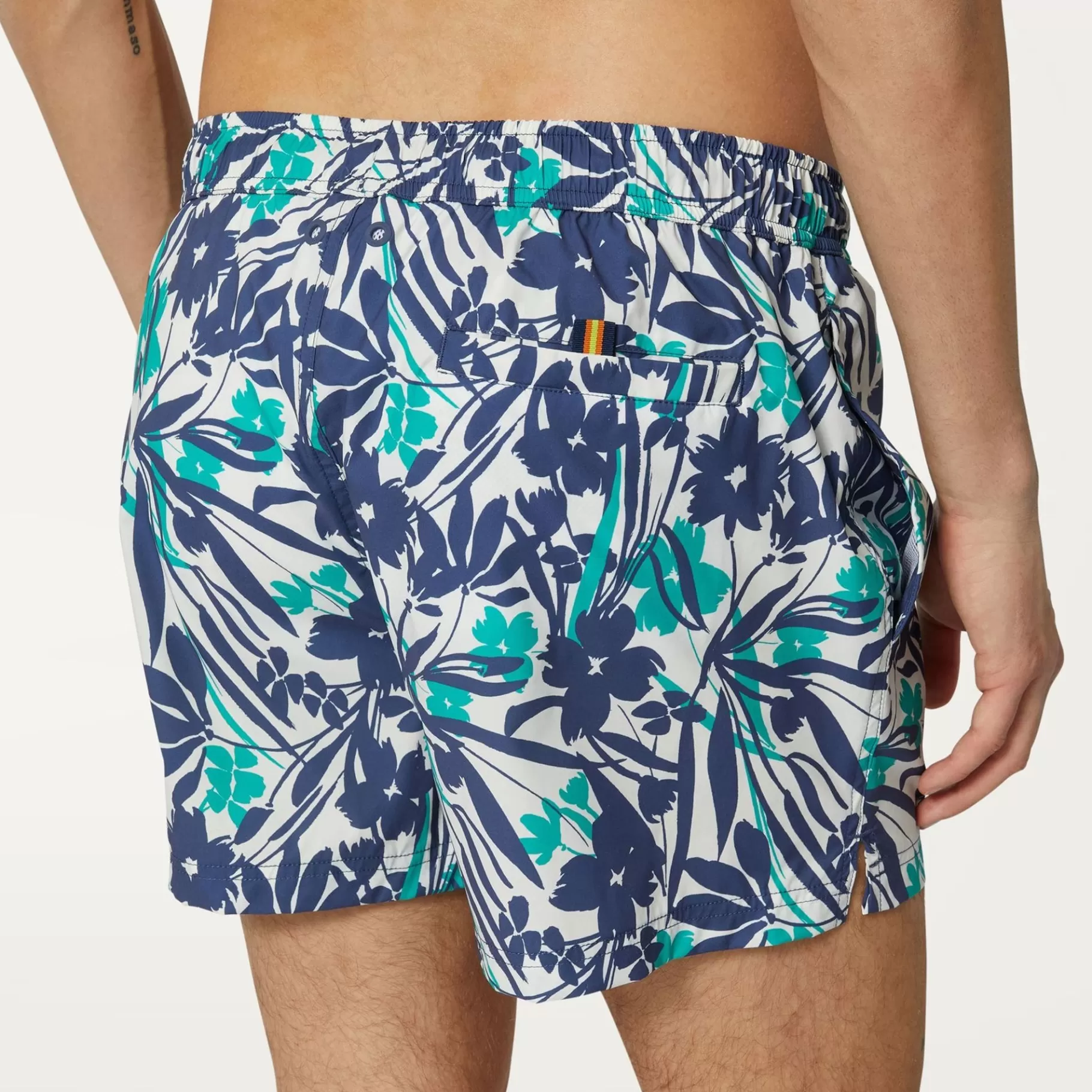 Swimwear*K-WAY Airy Graphic - Bathing Suits - Swimming Trunk - Man - Flowers White Indigo