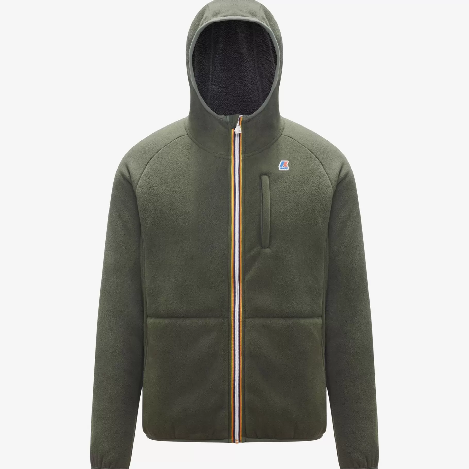 Hoodies And Sweaters*K-WAY Beau St Fur Bonded - Fleece - Jacket - Unisex - Green Blackish- Grey Smk