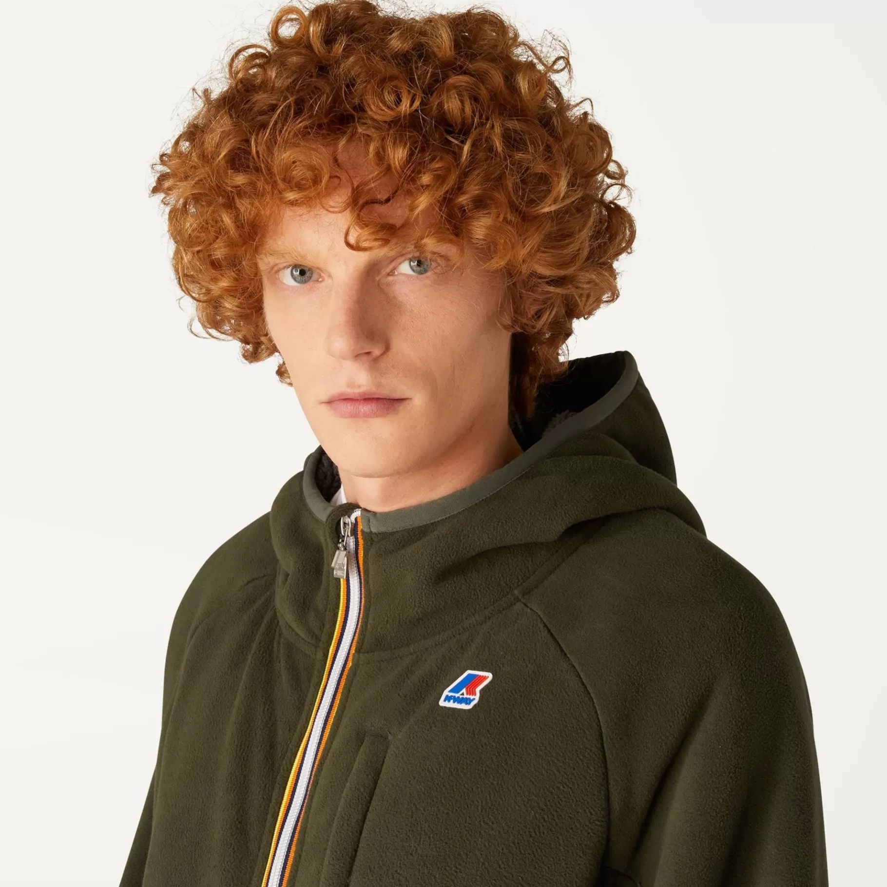 Hoodies And Sweaters*K-WAY Beau St Fur Bonded - Fleece - Jacket - Unisex - Green Blackish- Grey Smk