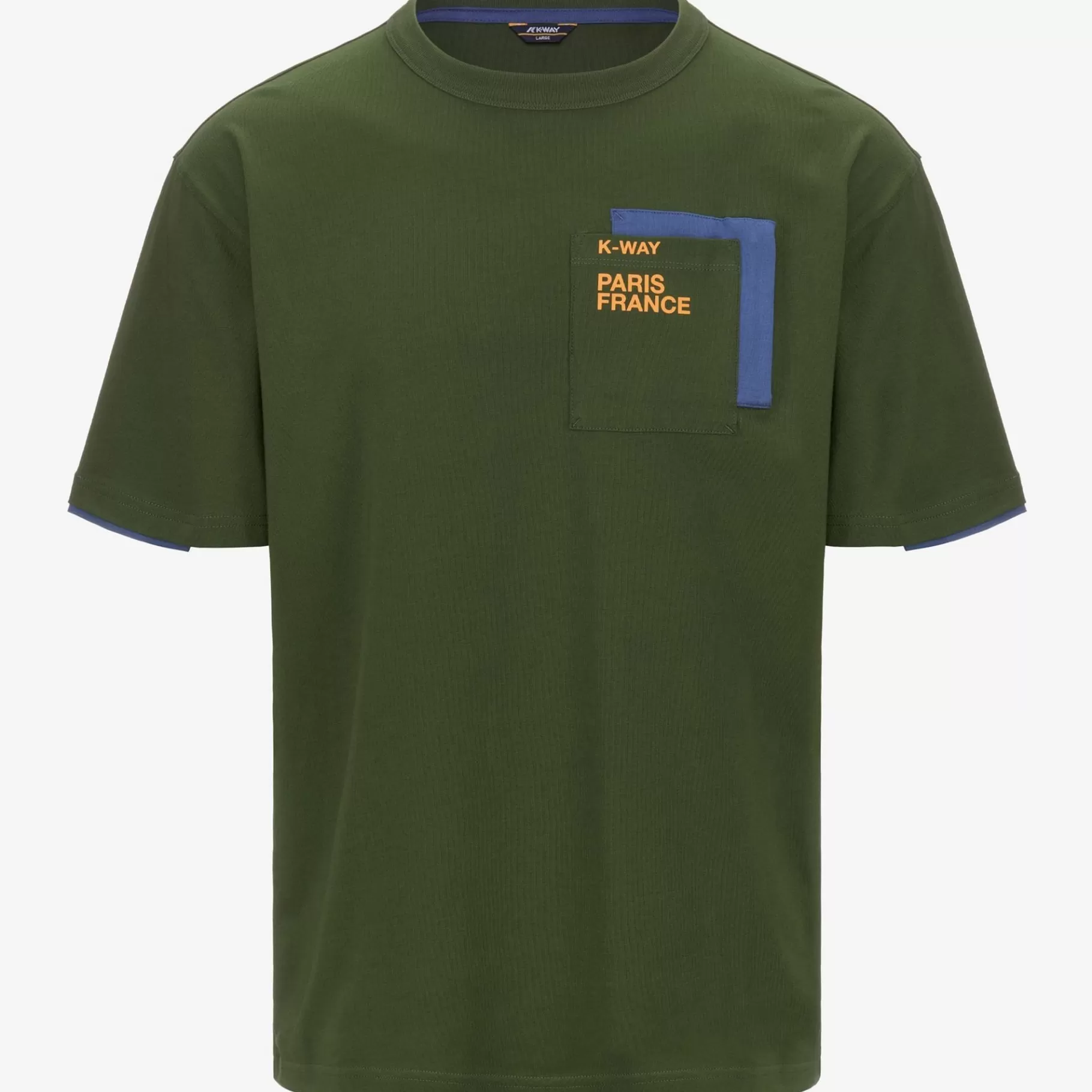 T-Shirt*K-WAY Fantome Contrast Pockets - T-Shirtstop - T-Shirt - Man - Green Cypress-Blue Fiord-Orange Md