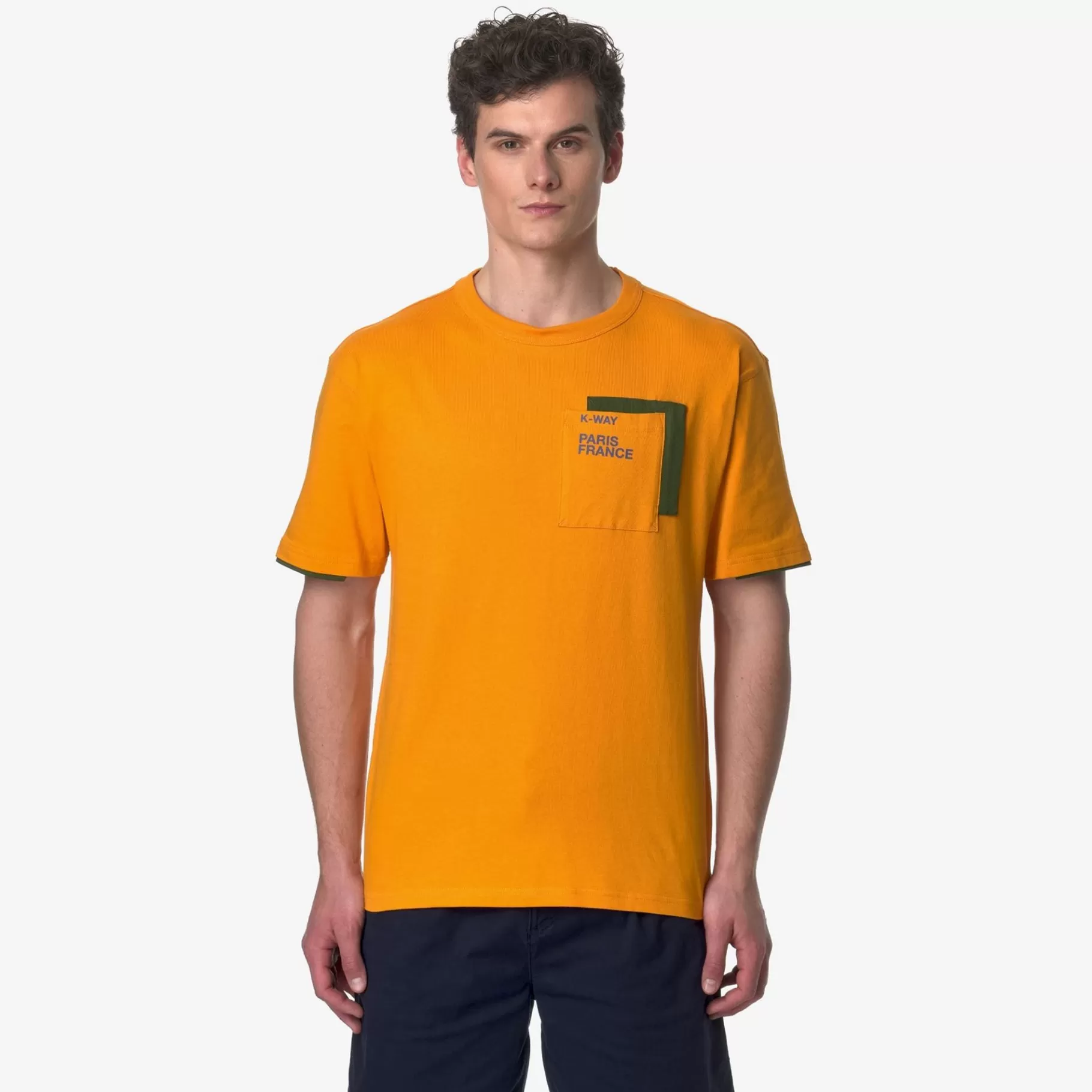 T-Shirt*K-WAY Fantome Contrast Pockets - T-Shirtstop - T-Shirt - Man - Orange Md-Green Cypress-Blue Fiord