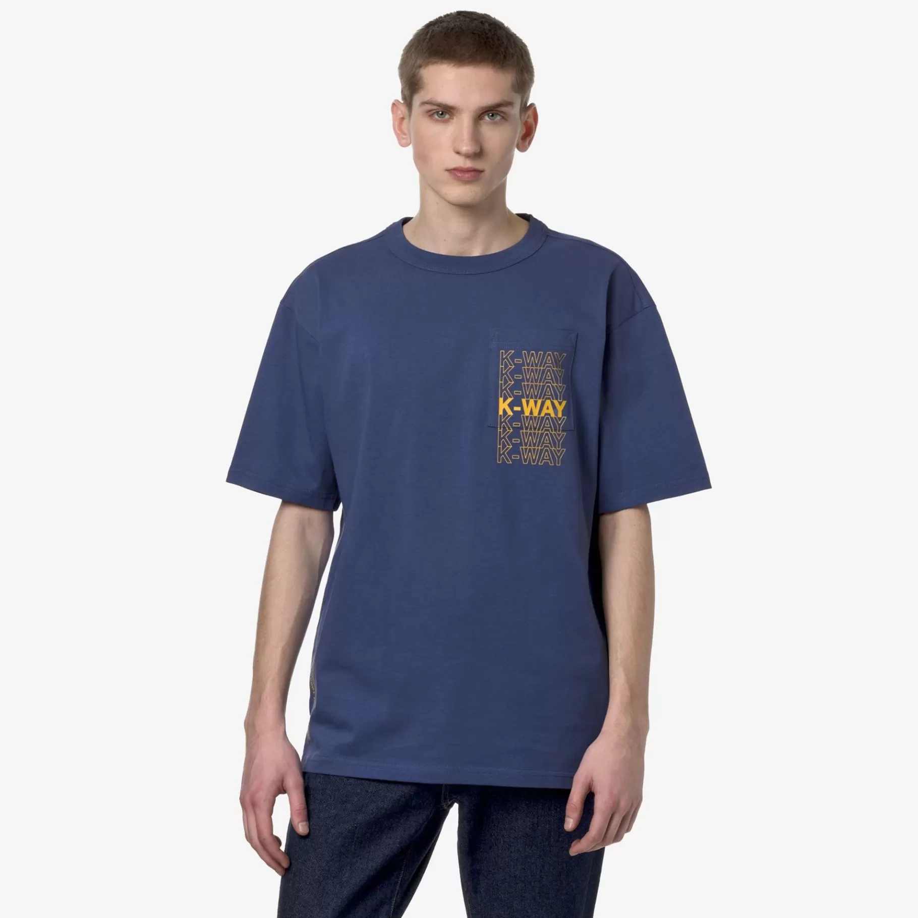 T-Shirt*K-WAY Fantome Lettering - T-Shirtstop - T-Shirt - Man - Blue Fiord-Yellow Mimosa