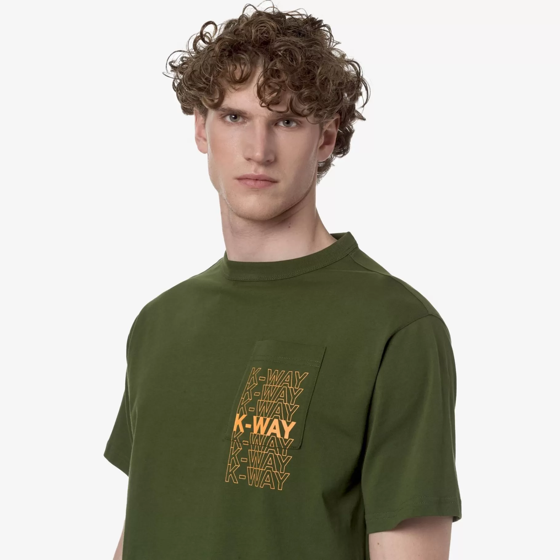 T-Shirt*K-WAY Fantome Lettering - T-Shirtstop - T-Shirt - Man - Green Cypress-Orange Md