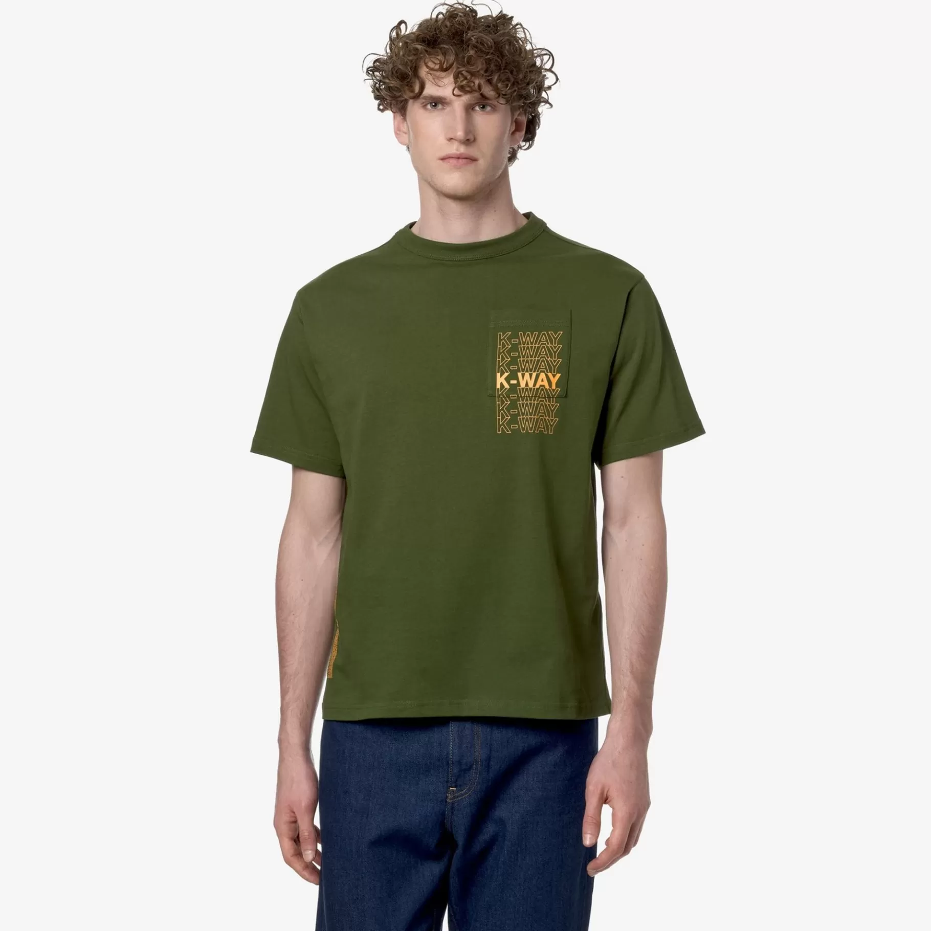 T-Shirt*K-WAY Fantome Lettering - T-Shirtstop - T-Shirt - Man - Green Cypress-Orange Md