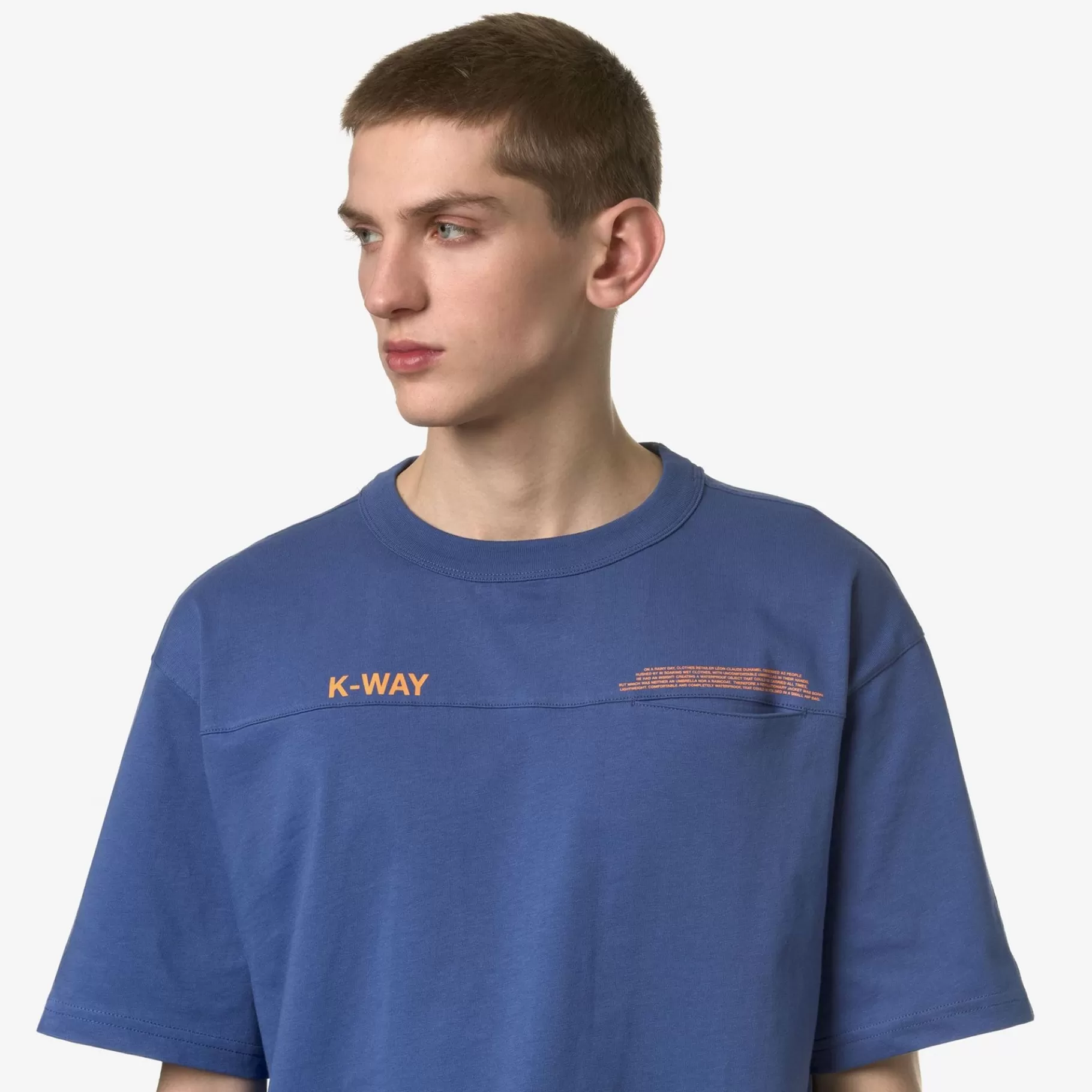 T-Shirt*K-WAY Fantome Lettering - Pocket - T-Shirtstop - T-Shirt - Man - Blue Fiord-Orange Md
