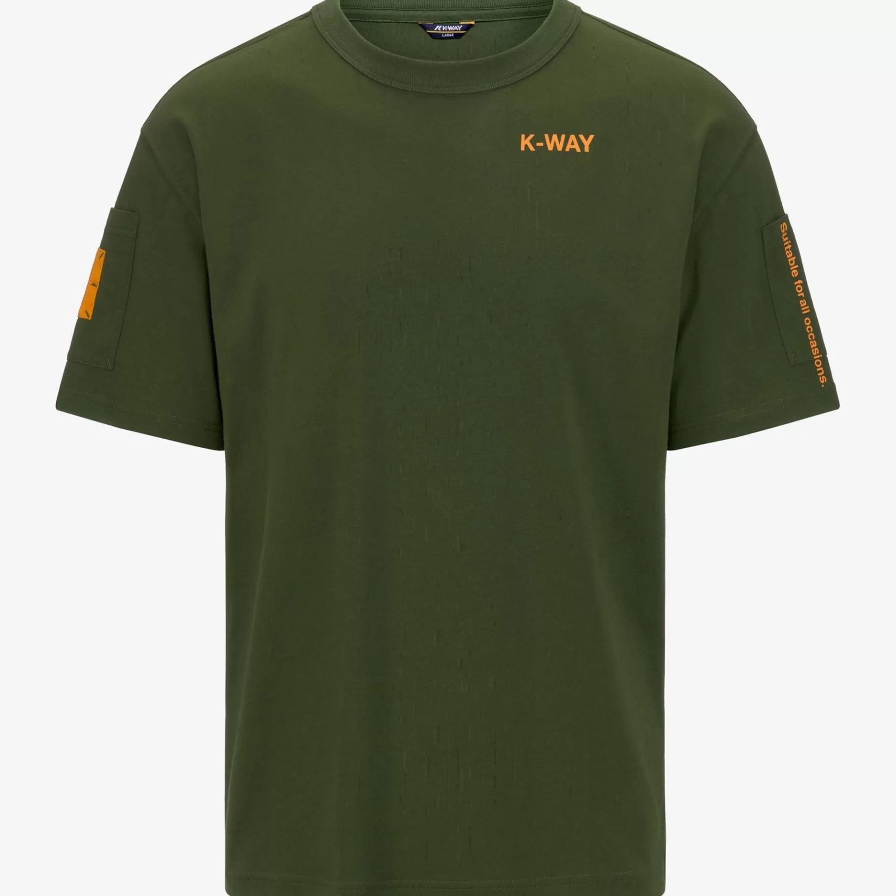 T-Shirt*K-WAY Fantome Sleeve Pocket - T-Shirtstop - T-Shirt - Man - Green Cypress-Orange Md