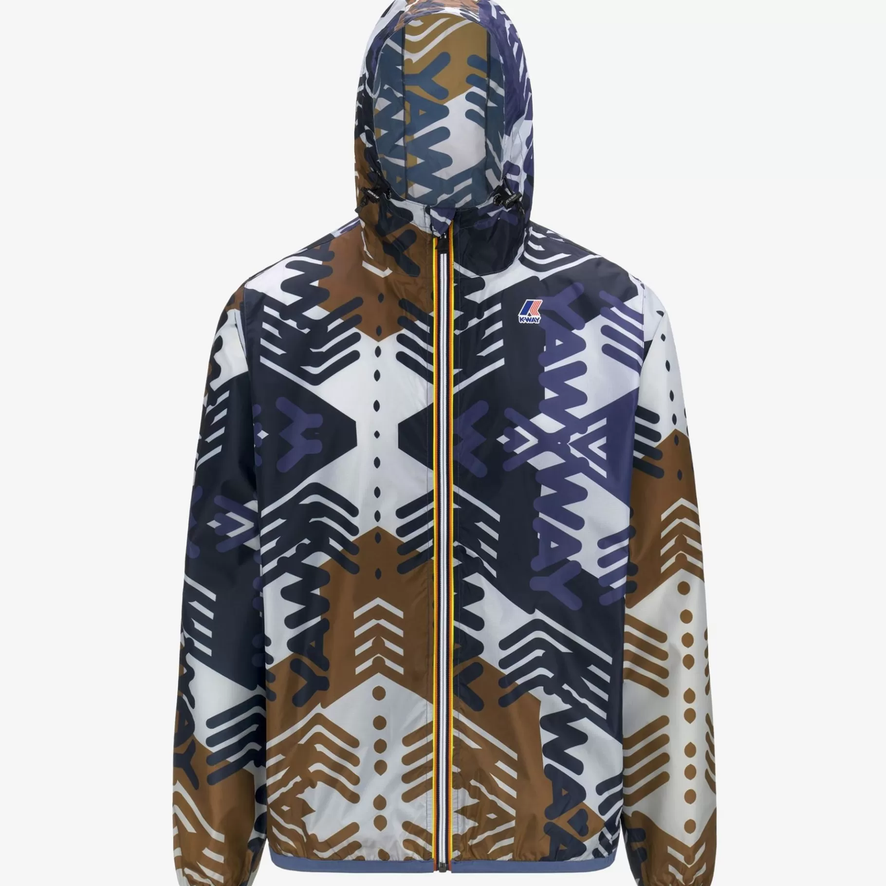 Coats And Long Jackets*K-WAY Le Vrai 3.0 Claude Graphic - Jackets - Mid - Unisex - Logo Pattern Grey-Blu-Indigo-Corda