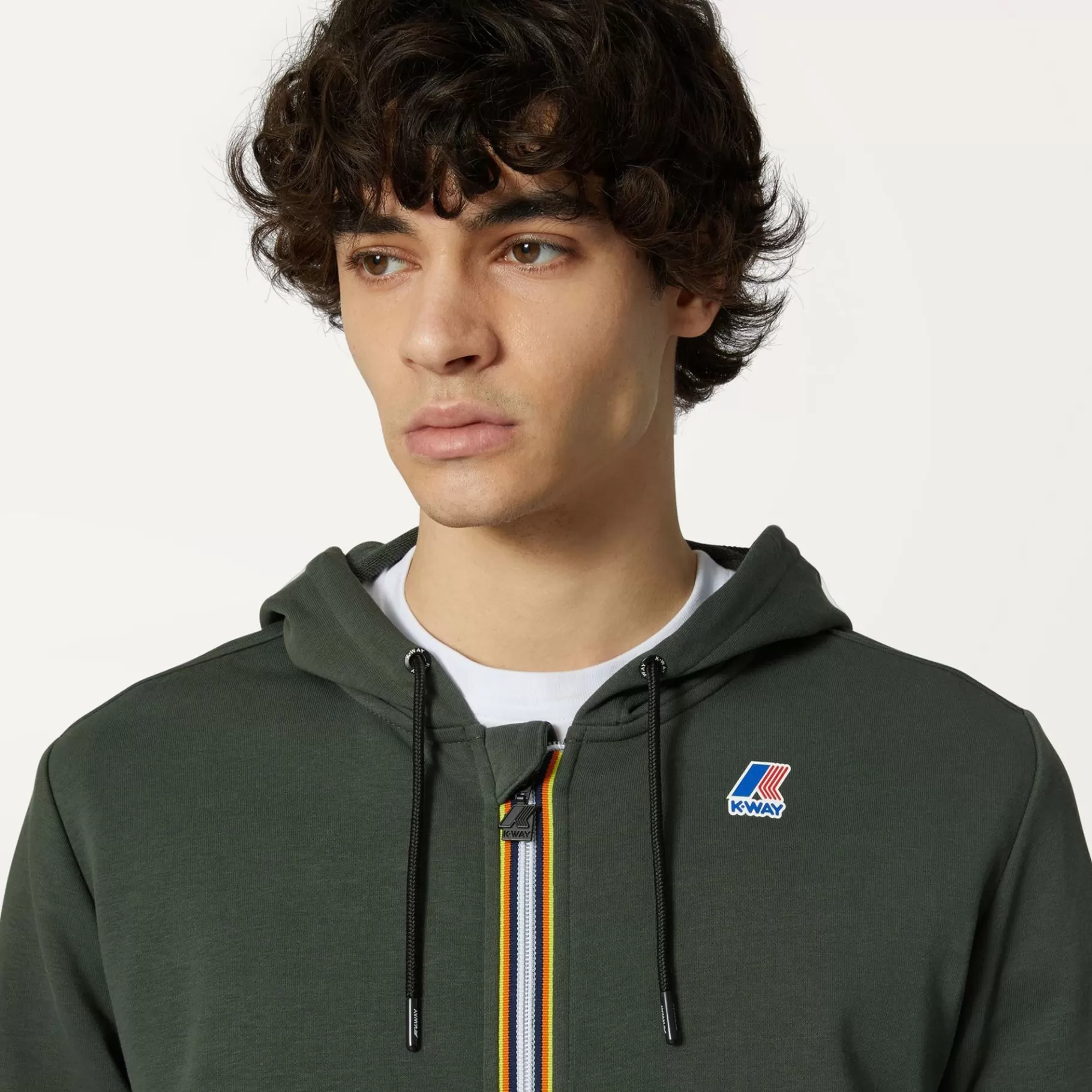 Hoodies And Sweaters*K-WAY Le Vrai Arnel Poly Cotton - Fleece - Jacket - Unisex - Green Blackish