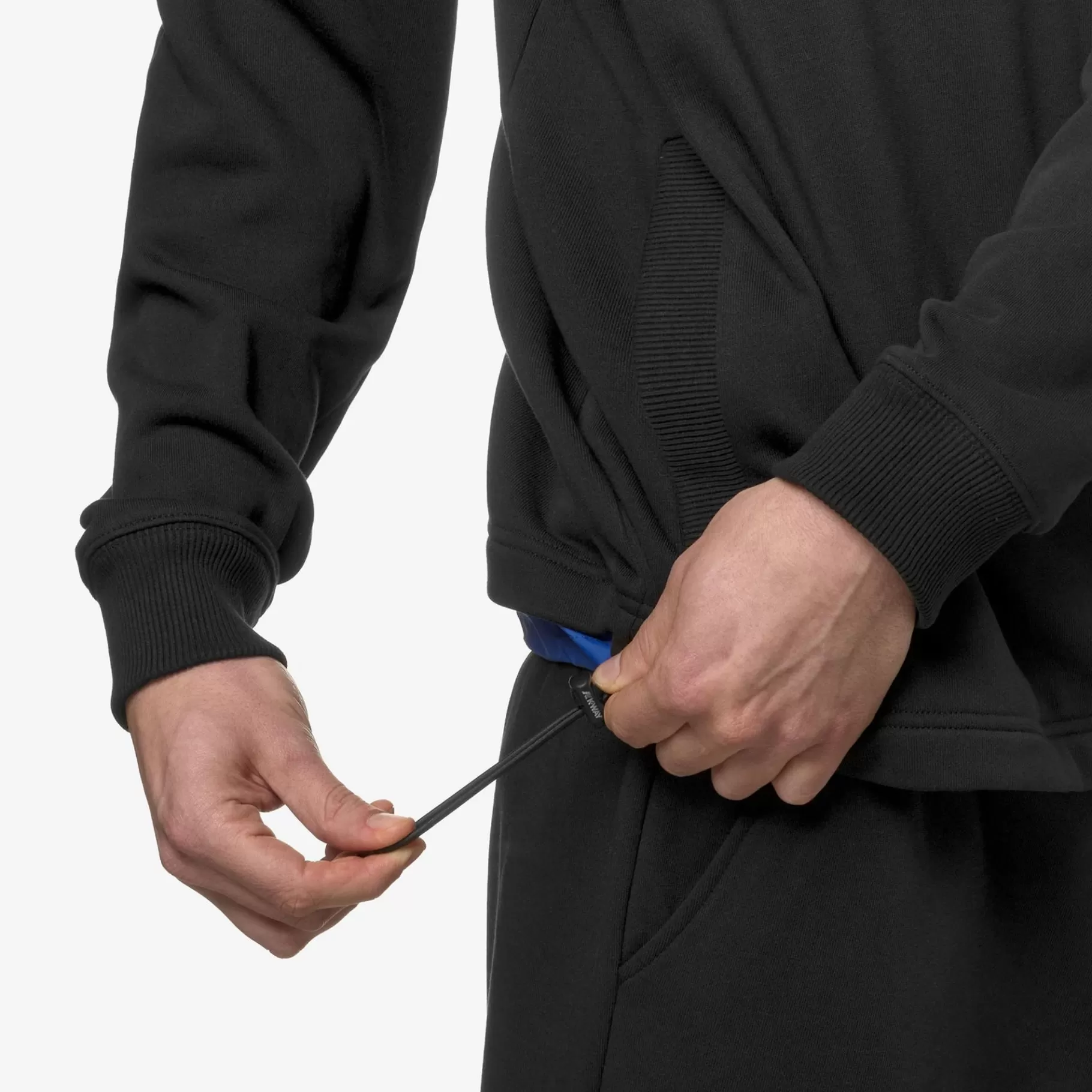 Hoodies And Sweaters*K-WAY Le Vrai Donatien Nylon Pc - Fleece - Jumper - Unisex - Black Pure-Blue Royal Marine