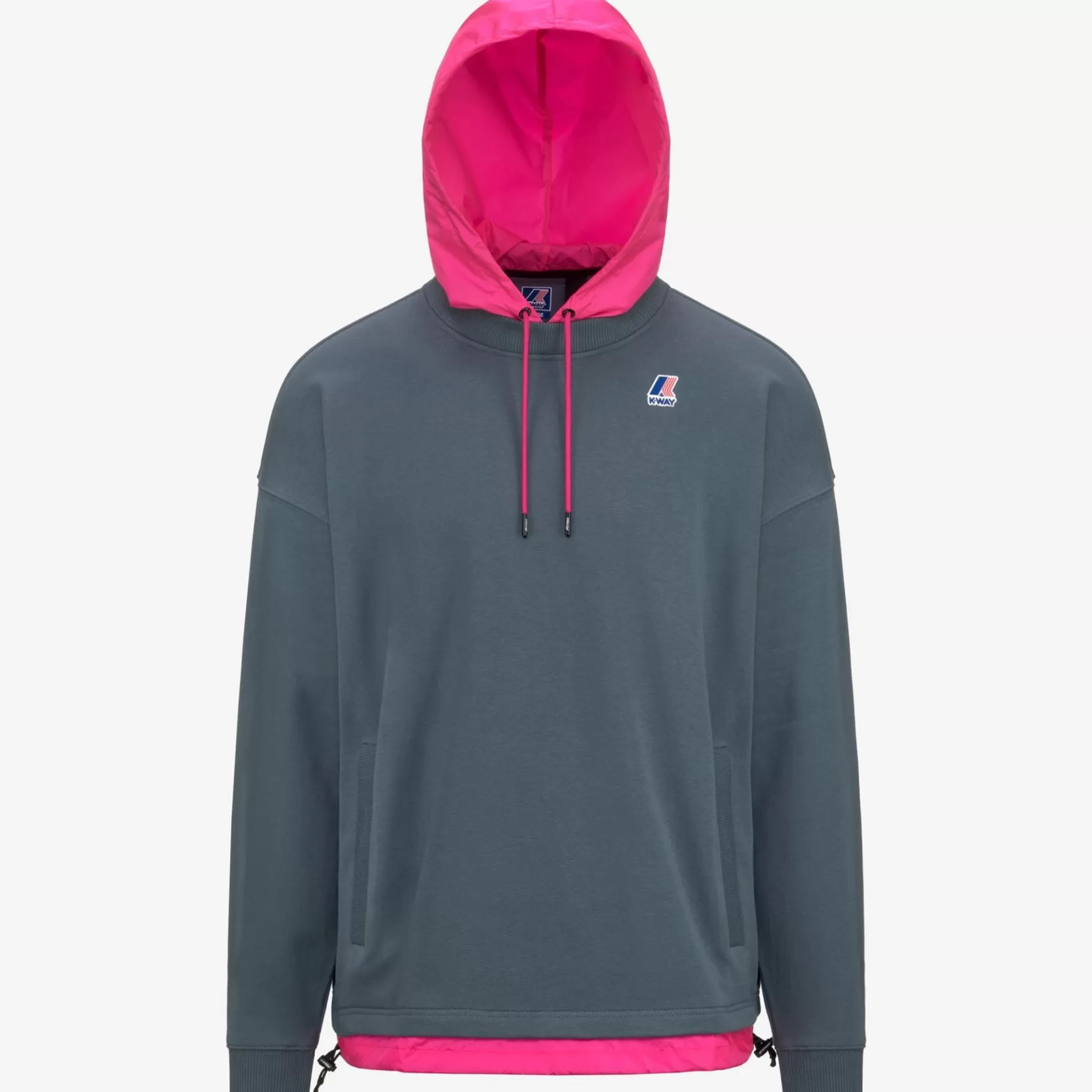 Hoodies And Sweaters*K-WAY Le Vrai Donatien Nylon Pc - Fleece - Jumper - Unisex - Grey Everest-Pink Intense