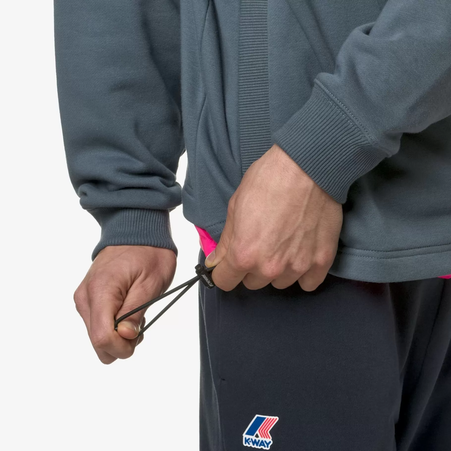 Hoodies And Sweaters*K-WAY Le Vrai Donatien Nylon Pc - Fleece - Jumper - Unisex - Grey Everest-Pink Intense