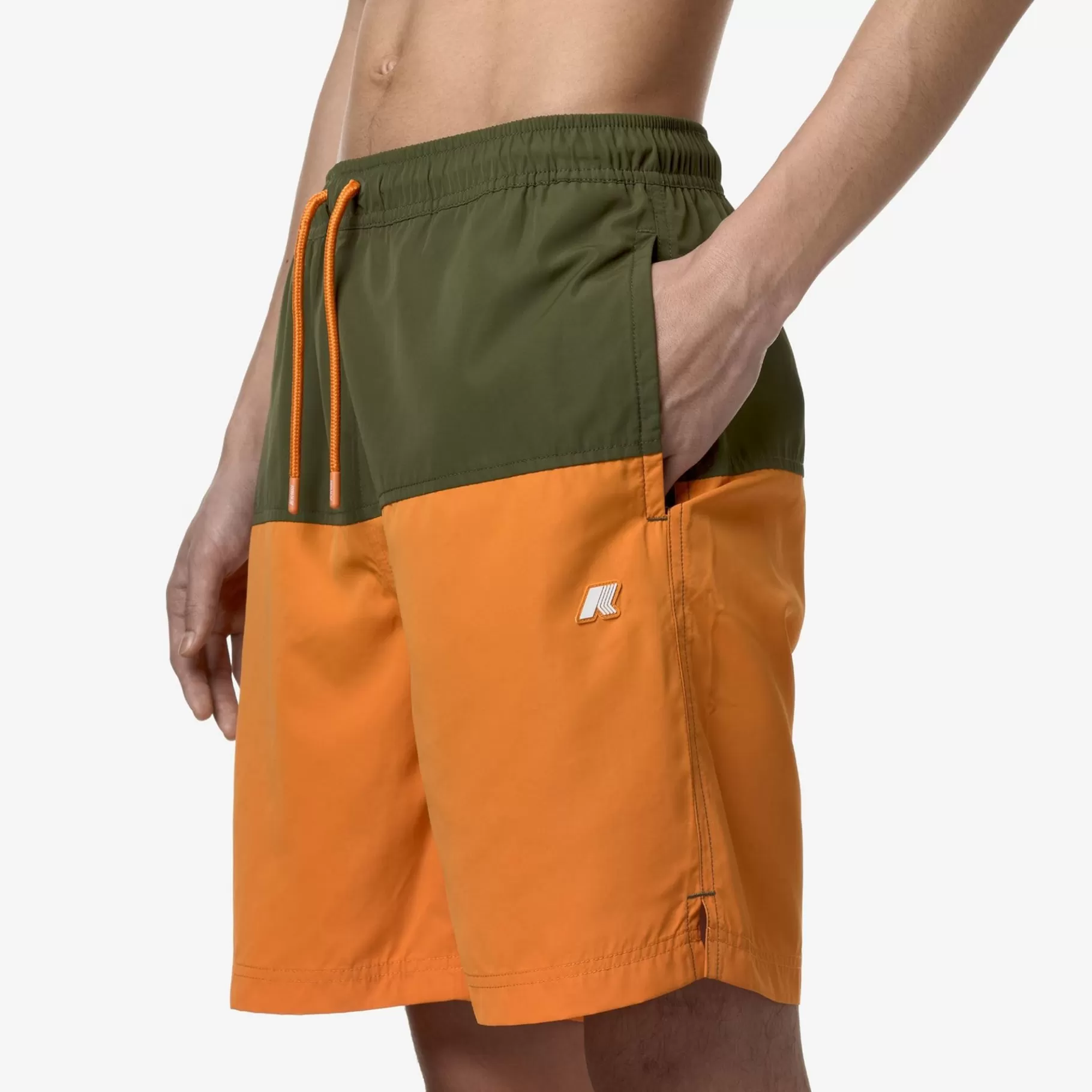Swimwear*K-WAY Lenon - Bathing Suits - Swimming Trunk - Man - Green C-Orange M