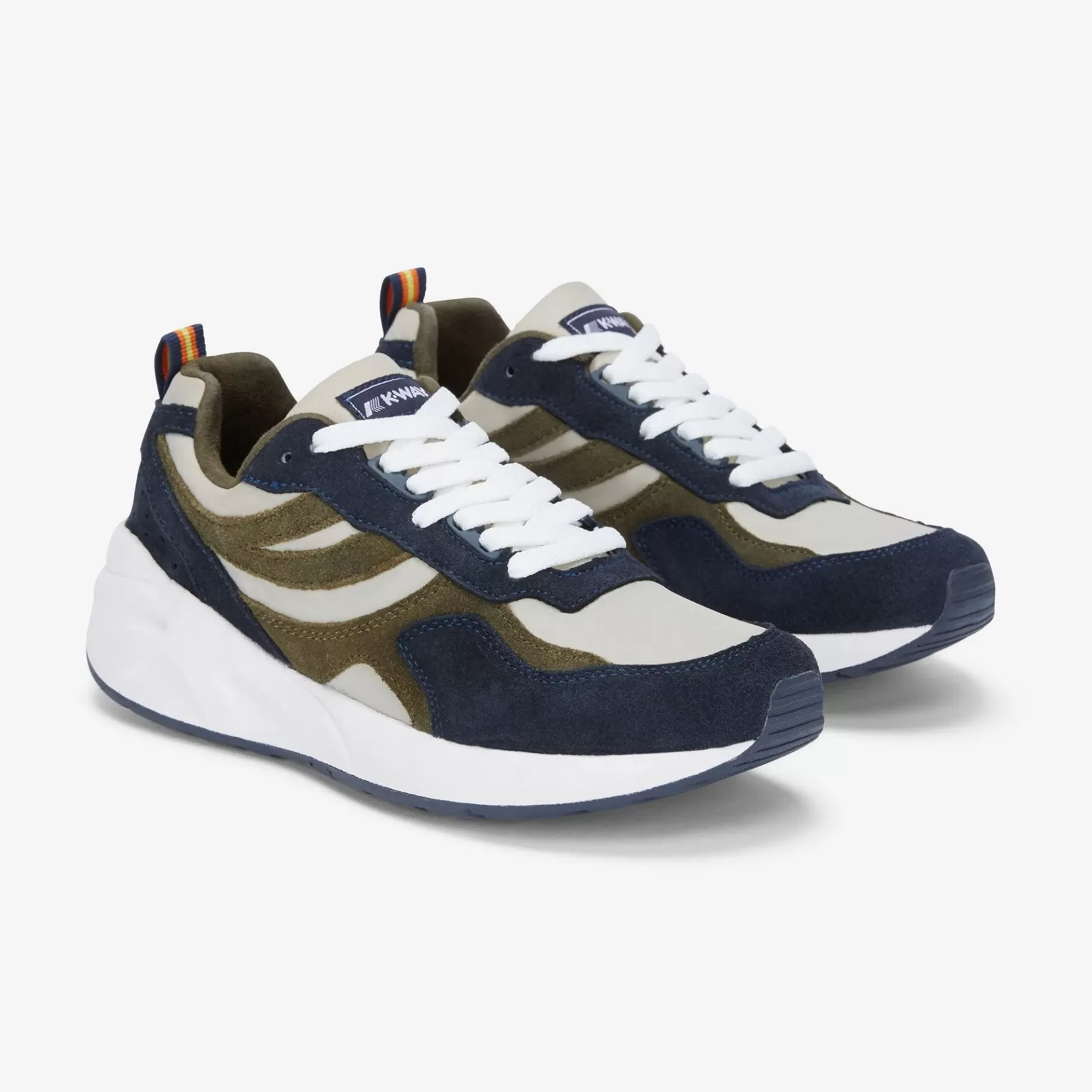 Sneakers*K-WAY Training 3.0 Laces - Sport Shoes - Low Cut - Unisex - Beige Grey-Blue Depth-Green Blackish