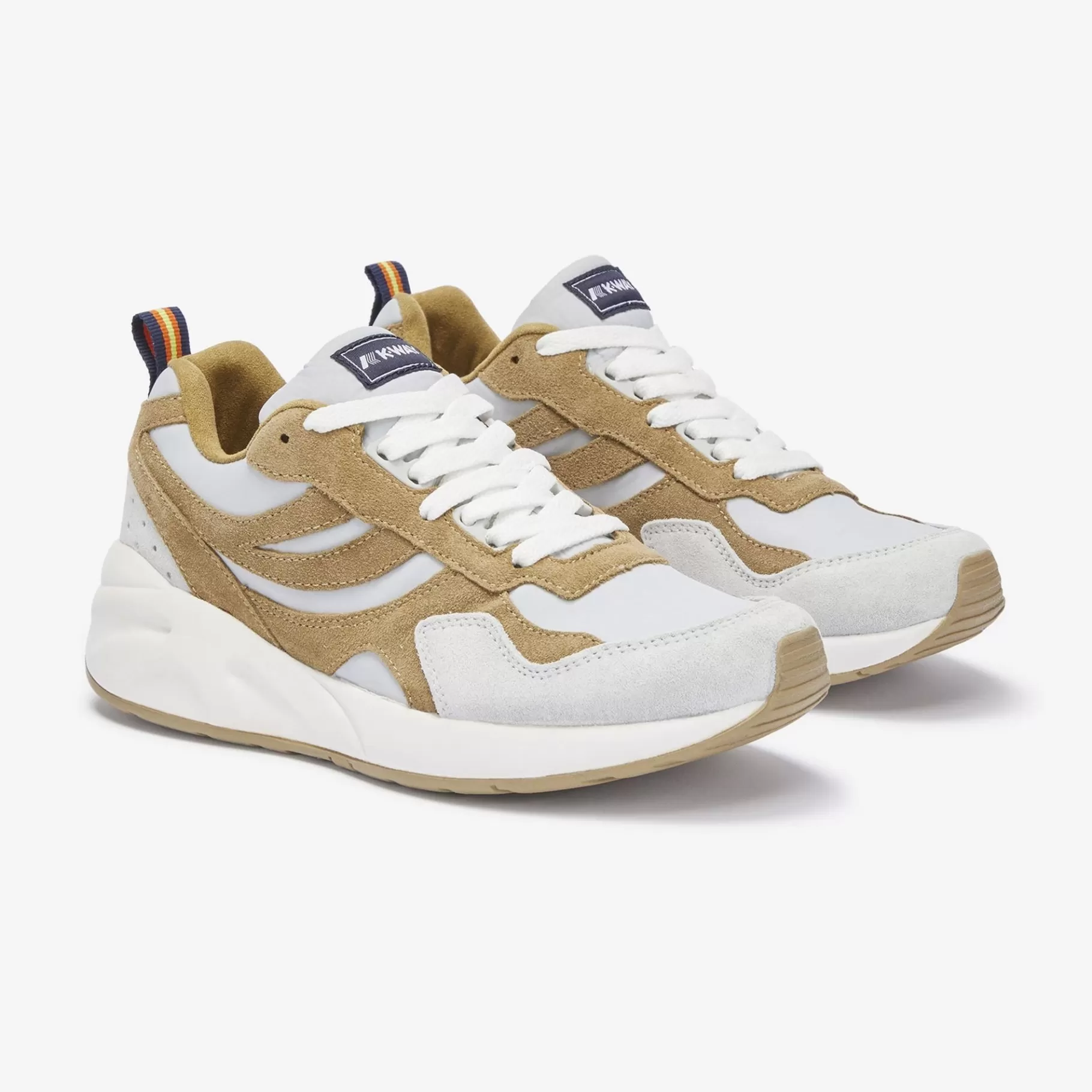 Sneakers*K-WAY Training 3.0 Laces - Sport Shoes - Low Cut - Unisex - Grey Lt-Beige Khaki-White