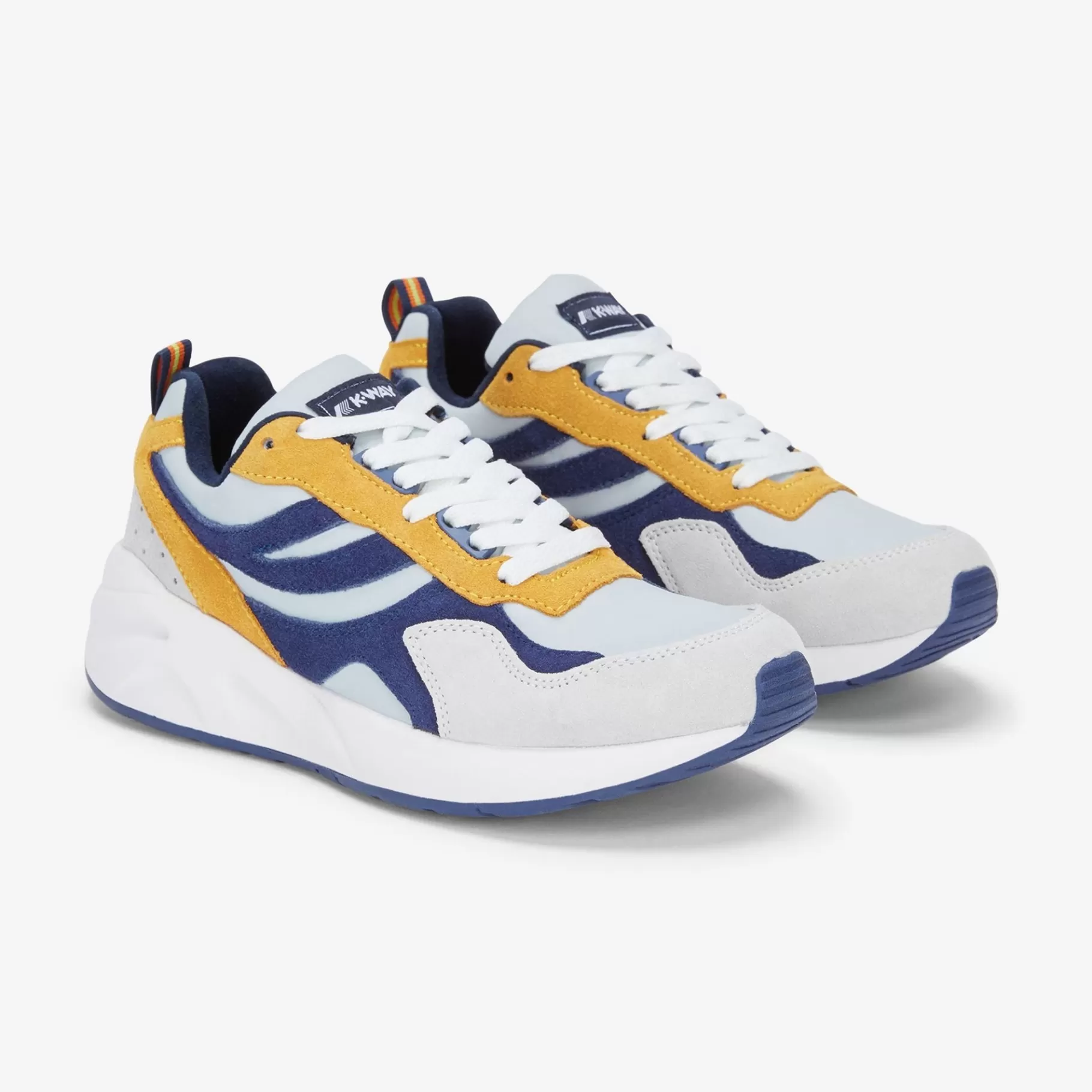 Sneakers*K-WAY Training 3.0 Laces - Sport Shoes - Low Cut - Unisex - Grey Lt-Blue Medieval-Yellow Sunflower