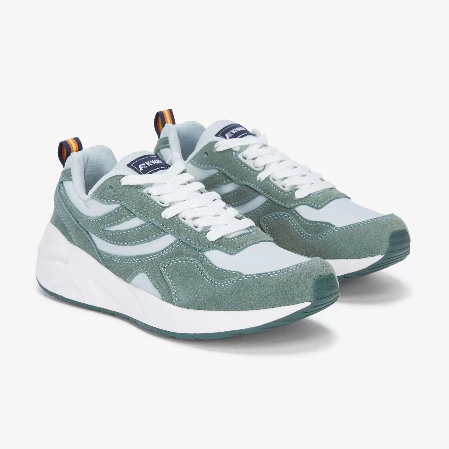 Sneakers*K-WAY Training 3.0 Laces - Sport Shoes - Low Cut - Unisex - Grey Lt-Green Laurel-White