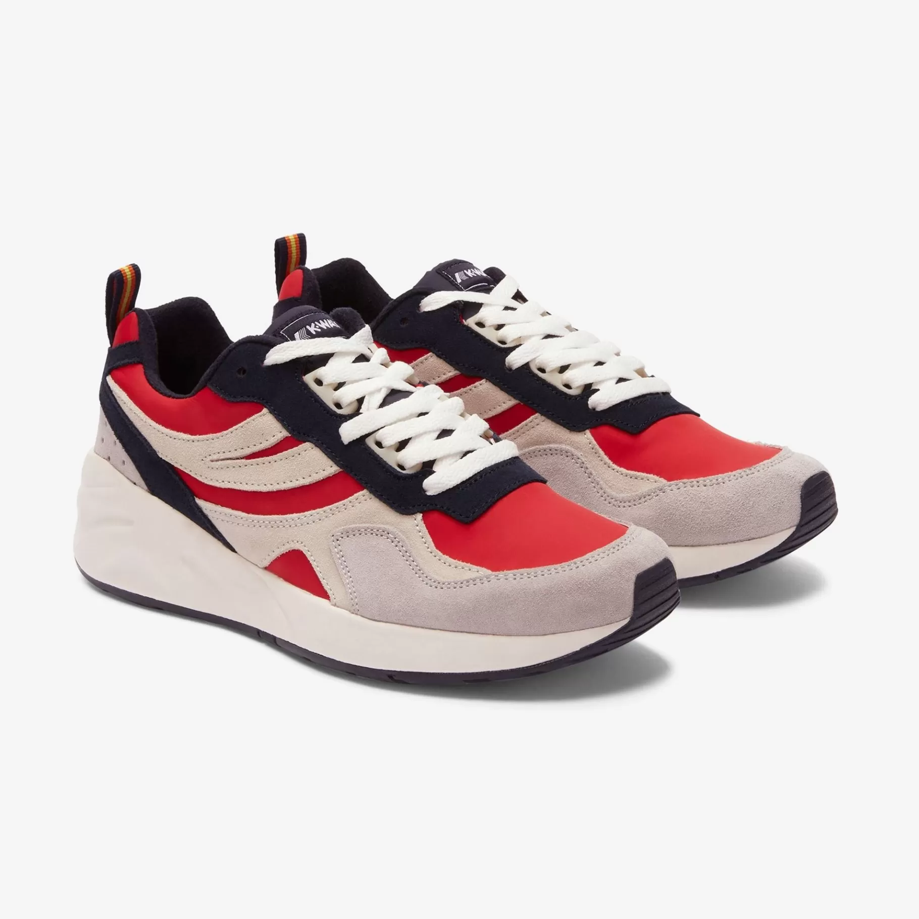 Sneakers*K-WAY Training 3.0 Laces - Sport Shoes - Low Cut - Unisex - Red-Lt Gray-White-Blu Navy