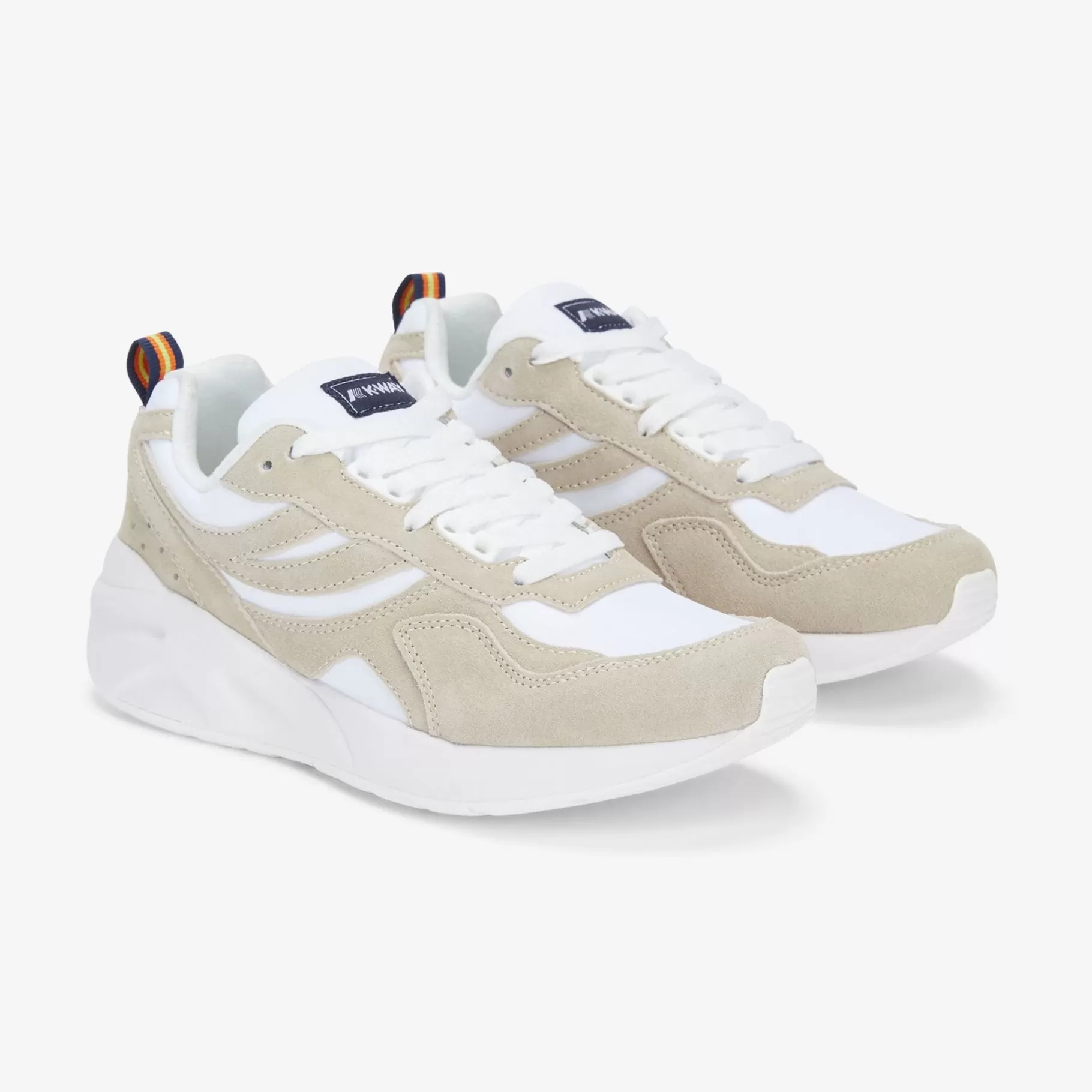 Sneakers*K-WAY Training 3.0 Laces - Sport Shoes - Low Cut - Unisex - White-Beige
